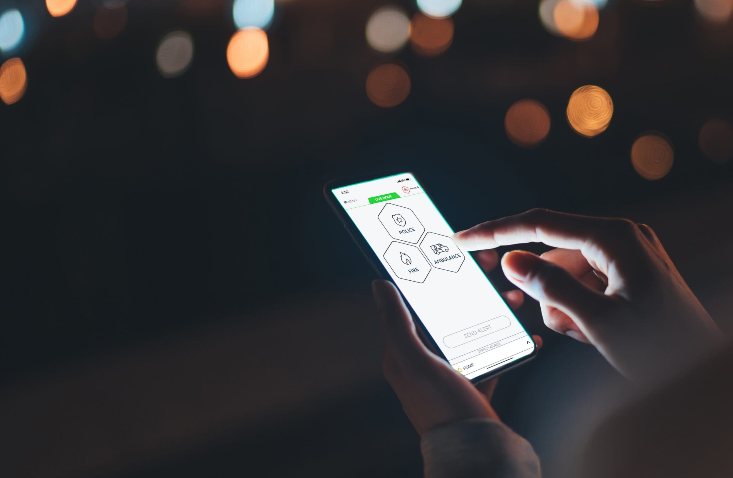 Person holding mobile phone with Rescu app on screen